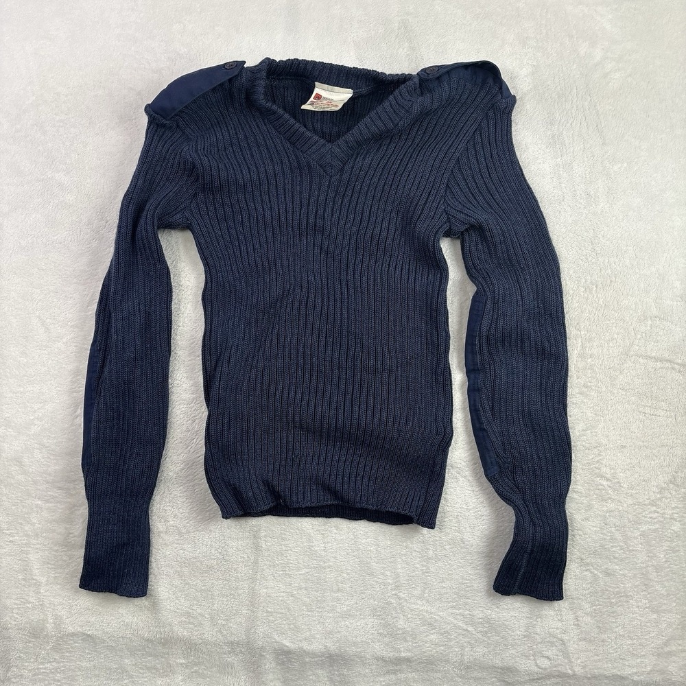 Brigade Quartermasters The Woolly Pully Blue Knit Sweater Long Sleeve Men's 38